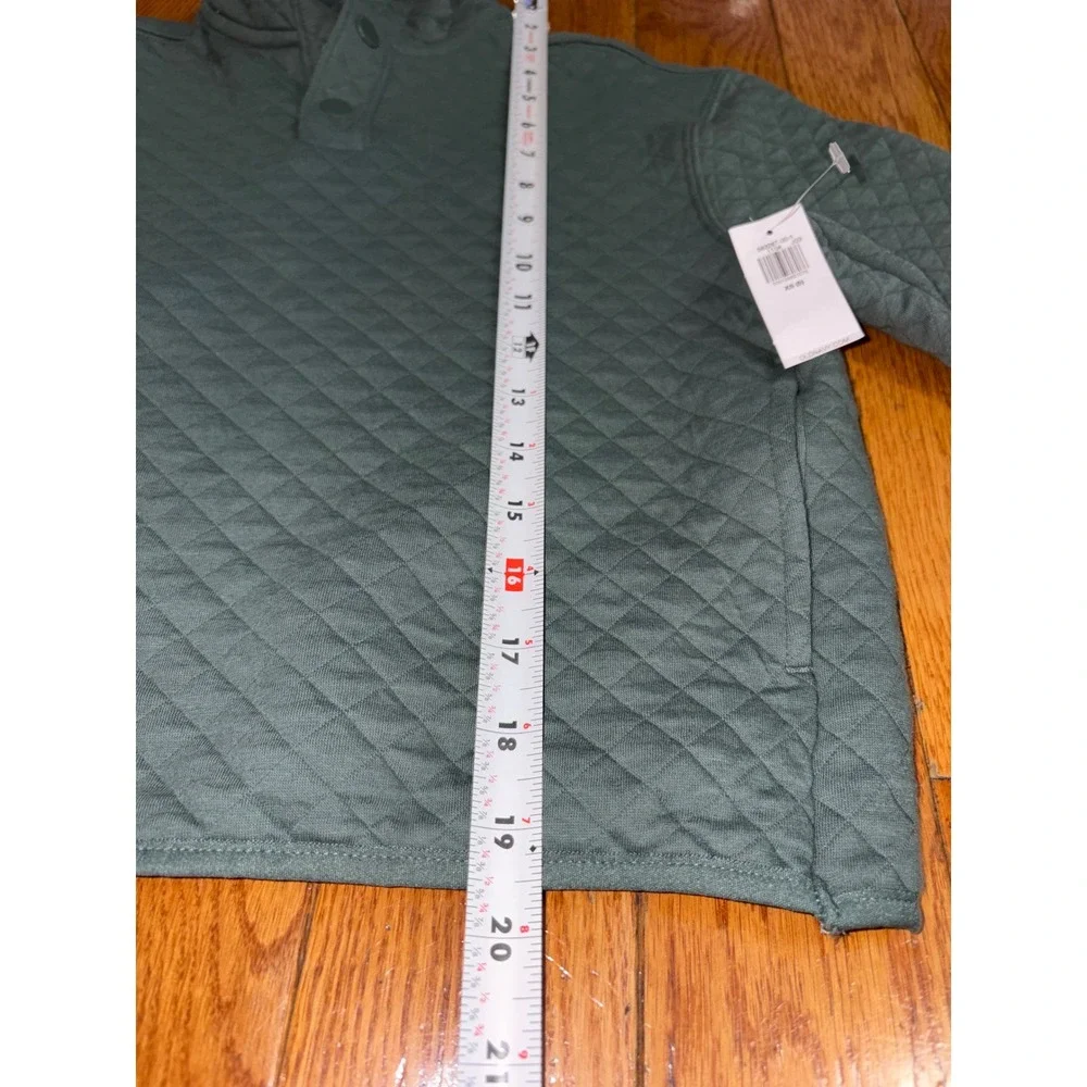 Old Navy Kids XS 5 Quilted Mock Neck Snap Pullover Jacket Dark Green 583297-00-1